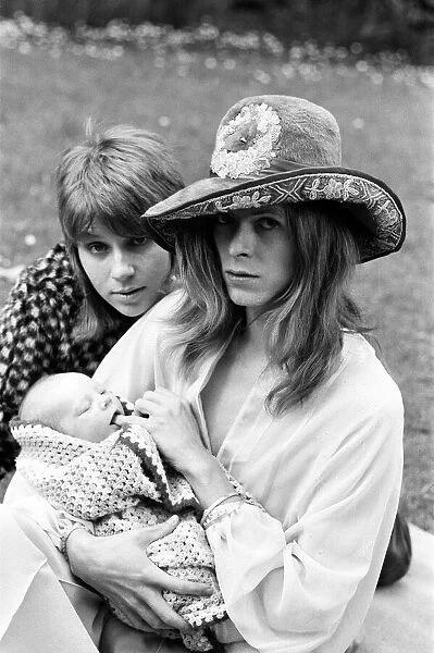 Pop star David Bowie with wife Angie and three week old son Zowie