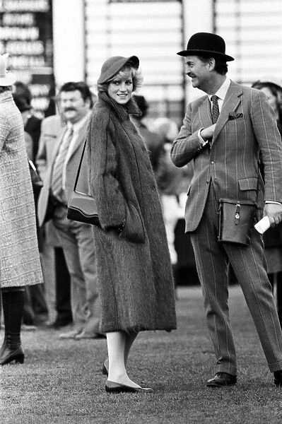 A pregnant Diana, Princess of Wales attends Cheltenham Races to watch the Gold Cup