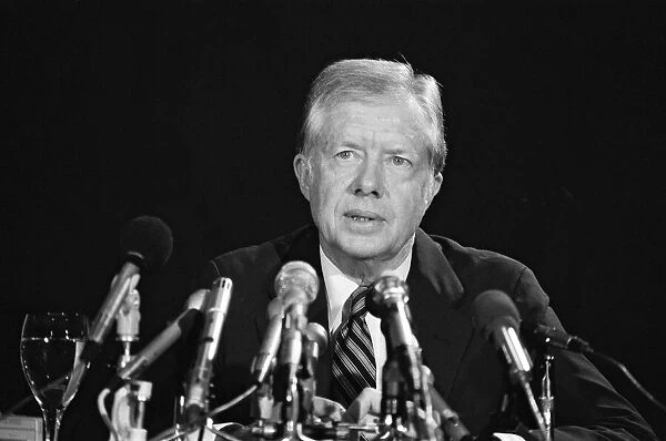 Former President Jimmy Carter press conference at The Churchill Hotel. 25th October 1982