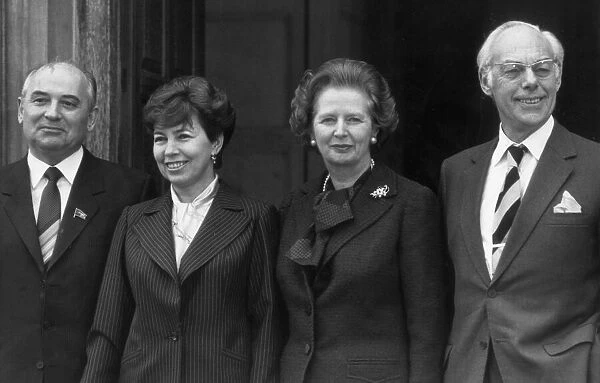 PRESIDENT MIKHAIL GORBACHEV AND WIFE, RAISA WITH MARGARET THATCHER AND HUSBAND DENNIS AT