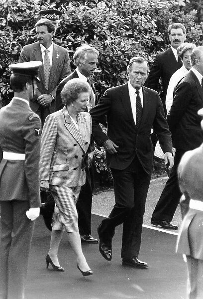 President of the United States George Bush and British Prime Minister Margaret Thatcher