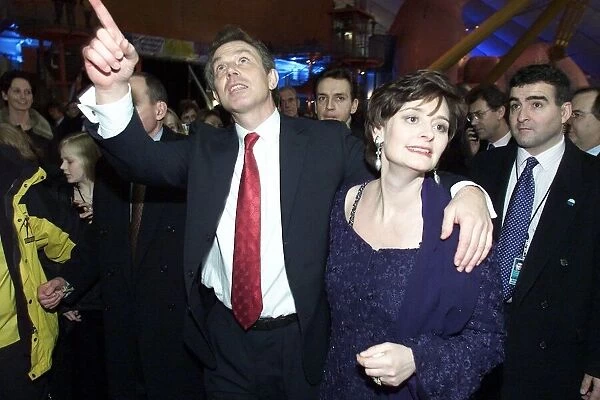 Prime Minister Tony Blair and wife Cherie Blair arrive at the Millennium Dome New