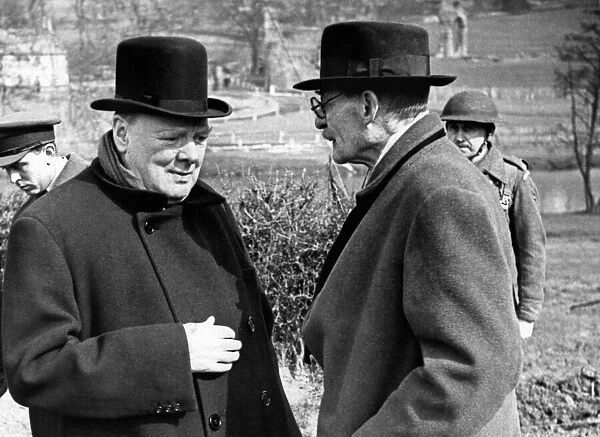 Prime Minister Winston Churchill pictured during a visit to Yorkshire to inspect an
