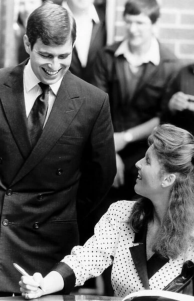 Prince Andrew with his Bride to be Sarah Ferguson June 1986