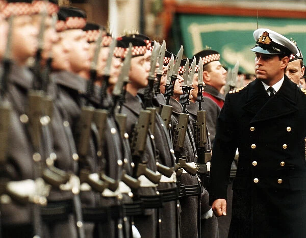 Prince Andrew Duke of York inspects the guard of honour at the ceremony which installed
