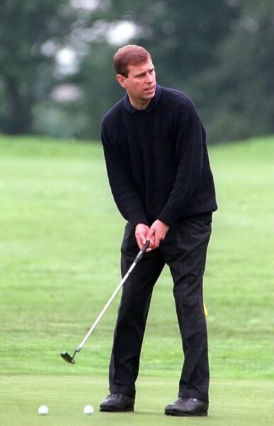 Prince Andrew playing golf at Roxburgh Golf Course in Kelso June 1997