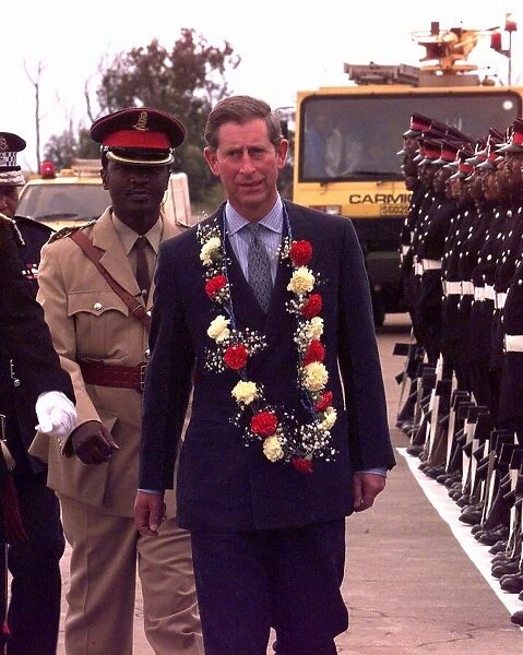 Prince Charles arrives in Swaziland in Africa, October 1997