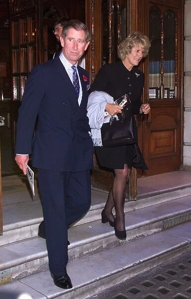 Prince Charles November 1999 and Camilla Parker Bowles leaving the Albery Theatre in