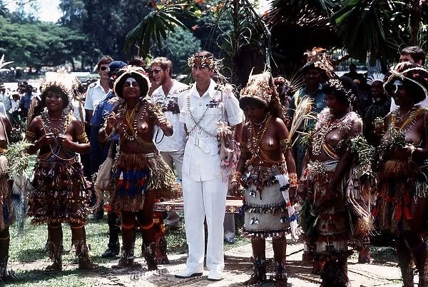 Prince Charles in Papua New Guinea crowned 10th Lapan of Manus August 1984