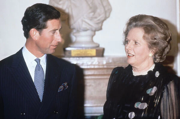 Prince Charles and the Prime Minister Margeret Thatcher at a reception for the Percent