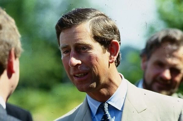 Prince Charles Prince of Wales July 1989 outside a vandalised chemist in Ferguslie Park