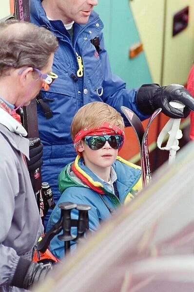 Prince Harry and Prince Charles pictured during a skiing holiday in Klosters, Switzerland
