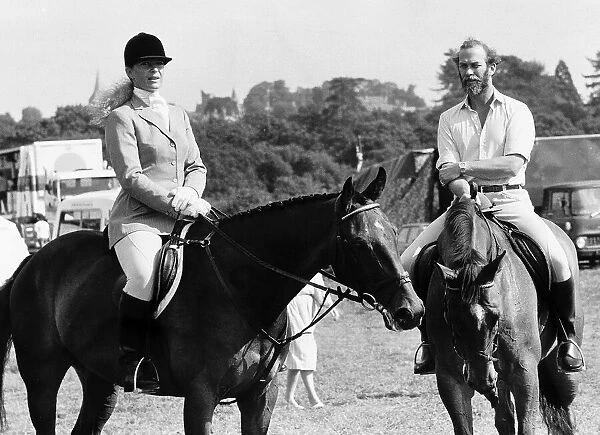 Prince Michael of Kent and wife on horses at Mayfield August 1983