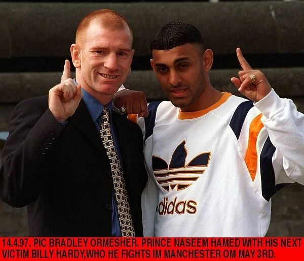 Prince Naseem Hamed Boxer with opponent Bill Hardy Boxer during a news press conference