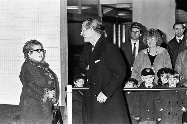 Prince Philip, Duke of Edinburgh arrives at Coventry Station