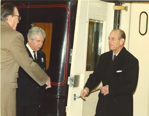 Prince Philip, Duke of Edinburgh, arriving at Newcastle Central Station