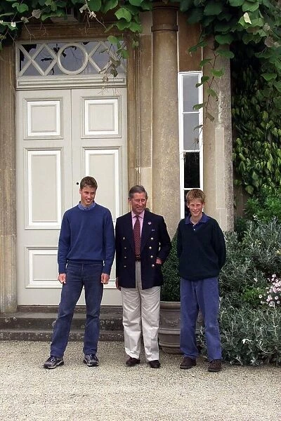 Prince William with Prince Harry and Prince Charles July 1999 Pictured at