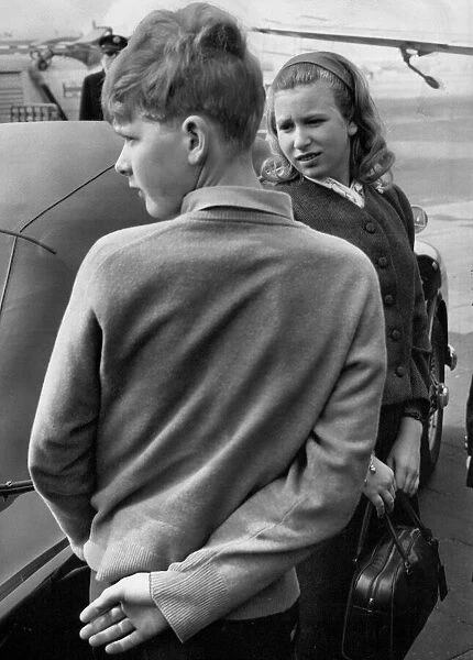 Princess Anne aged 12 and Prince George of Hanover at Munich Airport - April 1963