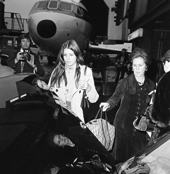 Princess Caroline of Monaco arriving at Heathrow Airport with her mother from Nice to