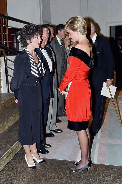Princess Diana with actress Joan Collins after a charity performance of the play Private