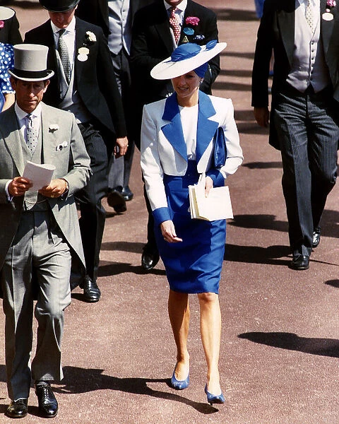 Princess Diana with her husband Prince Charles attending Royal Ascot