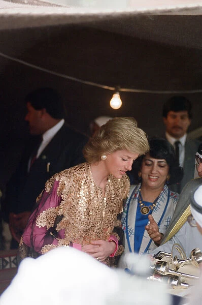 Princess Diana, at the Islamic Museum in Kuwait City during her official tour of the Gulf