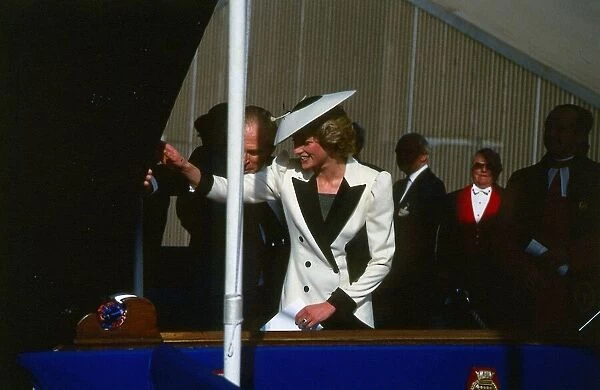 Princess Diana launching the Frigate HMS Cornwall at Yarrow Shipbuilders Ltd in
