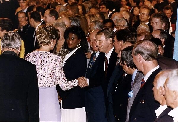 Princess Diana meets the captain of Englands 1966 World Cup winning team Bobby Moore
