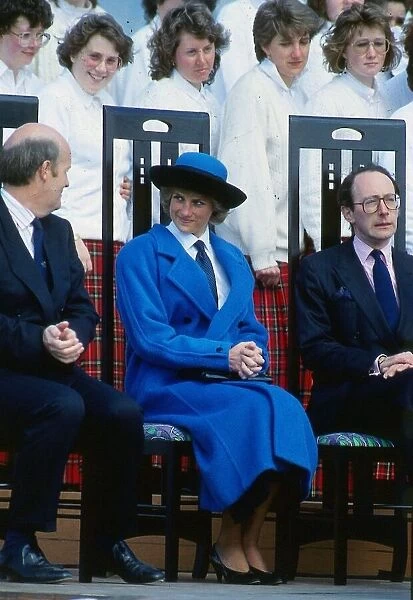Princess Diana, Princess of Wales sitting with Secretary of State for Scotland Malcolm