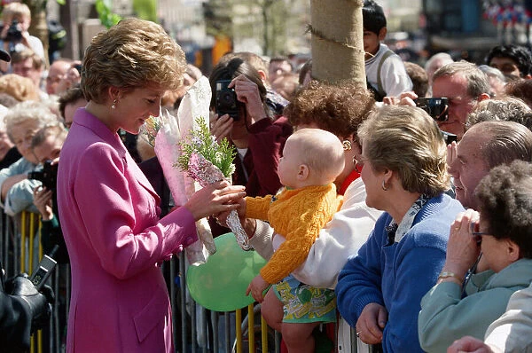 Princess Diana, The Princess of Wales, visits Birmingham's Victoria Square