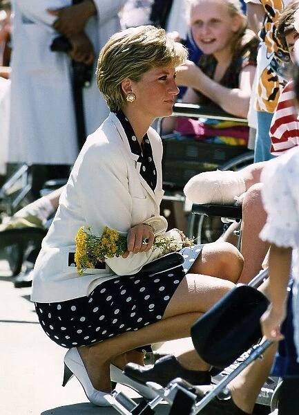 Princess Diana at the Royal National Orthopaedic Hospital in Stanmore, North London