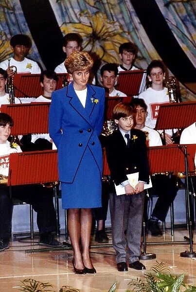 Princess Diana with her son, Prince William in Cardiff on St David