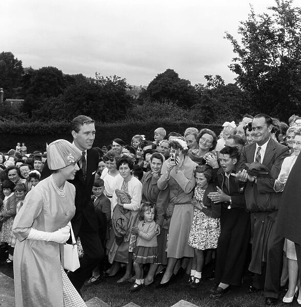 Princess Margaret and Antony Armstrong-Jones visit Crediton Parish Church, Devon