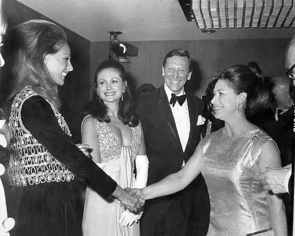 Princess Margaret shaking hands with Camilla Sparv who stars in the film