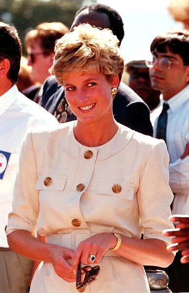 PRINCESS OF WALES SMILING DURING A VISIT TO RED CROSS CHARITY PROJECT IN ZIMBABWE - JULY