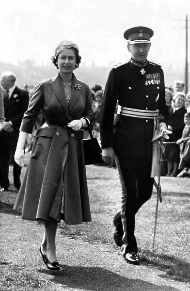 Queen Elizabeth II with the Duke of Northumberland during a visit to Holy Island