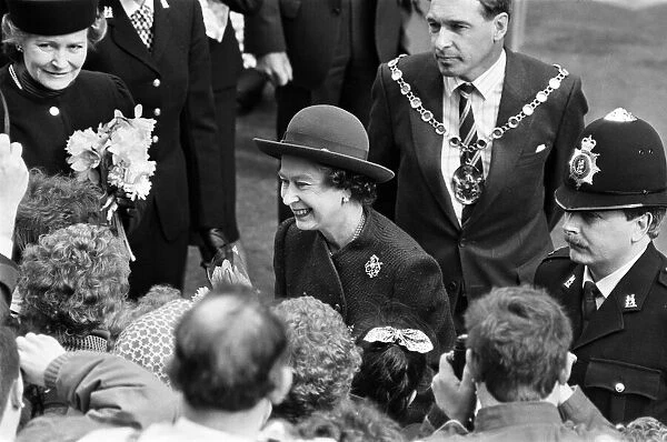Queen Elizabeth II greets well-wishers at the Parade, Leamington Spa, Warwickshire