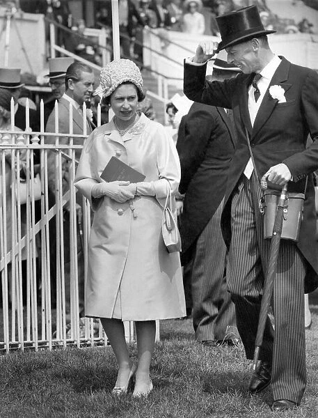 Queen Elizabeth II seen here walking the course at Royal Ascot. June 1965 P009818