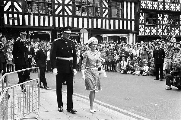 Queen Elizabeth II visits Stratford-upon-Avon. Accompanied by Mr C.M