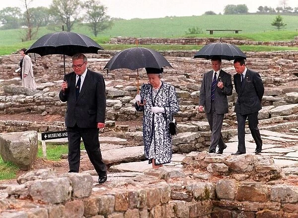 Queen Elizabeth II visits Vindolanda Roman Fort, Hadrian