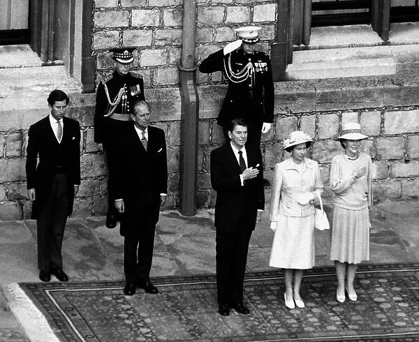 Queen Elizabeth June 1982 with American President Ronald Regan on State Visit to Britain