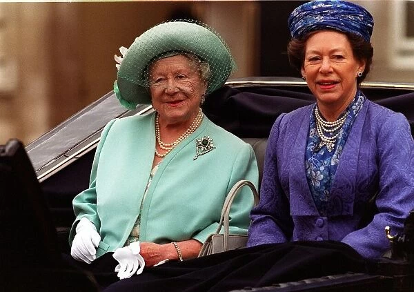 Queen Mother and Princess margaret Trooping the Colour 1998 in carriage