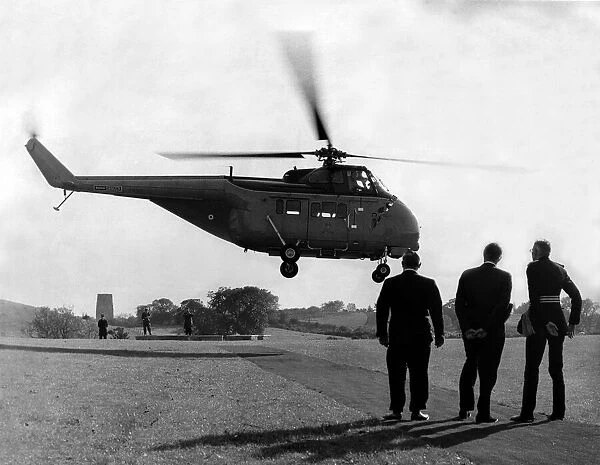 A RAF Westland Whirland, (XN 127) of the Queens Flight, piloted by Prince Philip