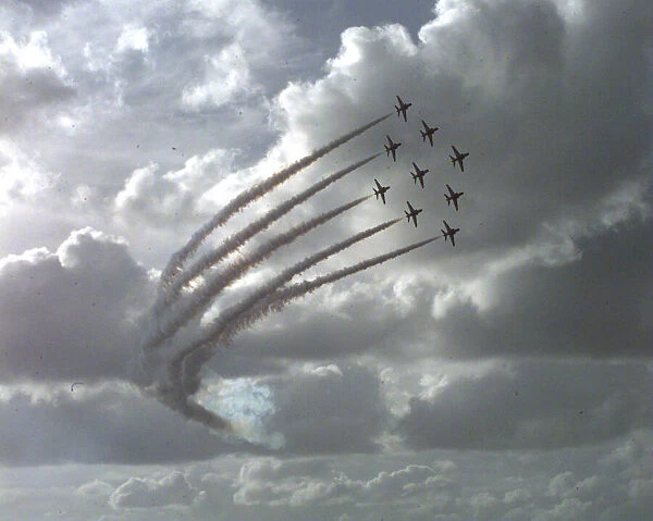 Red Arrows Hawks at Farnborough Air Show August 1998