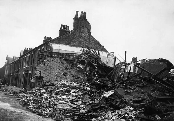 The remains of terrace houses in Durham Street, Hull which receive a direct hit from a
