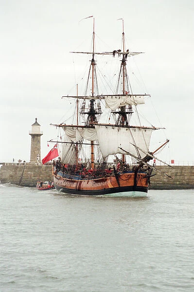 Replica of HMS Endeavour, Whitby, North Yorkshire, England, 21st October 1997