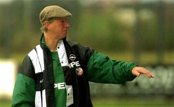 Republic of Ireland manager Jack Charlton wearing trademark flat cap November