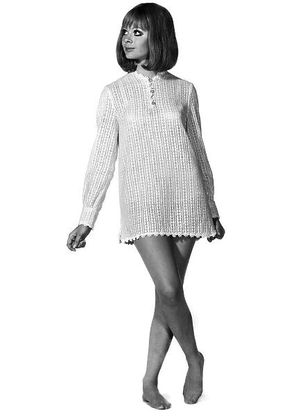 Reveille Fashions: Penny Dennis weaing a mini dress. November 1969 P008483