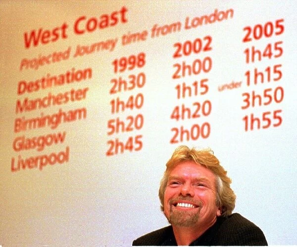 RICHARD BRANSON AT THE LAUNCH OF THE NEW VIRGIN RAIL SUPER TILTING TRAIN AT THE ROYAL
