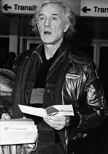 Richard Harris Irish actor at Heathrow airport, March 1983
